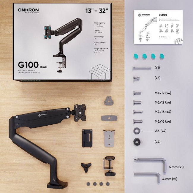 ONKRON G100-B monitor mount / stand 81.3 cm (32