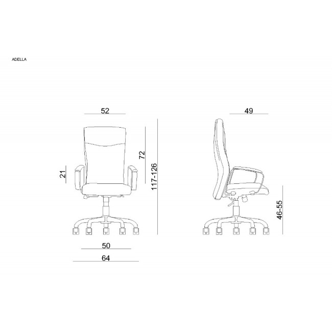 Adella C239 office chair, genuine leather HL-4, black