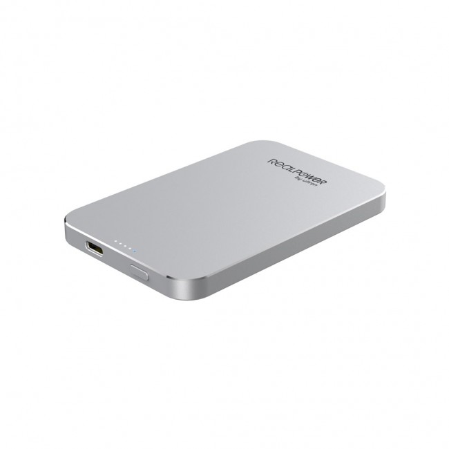 RealPower PB-5000 Mag Lithium Polymer (LiPo) 5000 mAh Wireless charging Silver