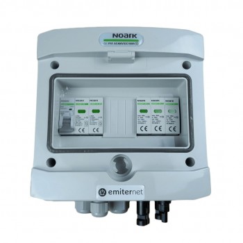 Switchgear attached DCAC hermetic IP65 EMITTER with Noark 1000V type 2 DC surge arrester, 1 x PV string, 1 x MPPT // og. AC Noark Type 2, 16A 1-F