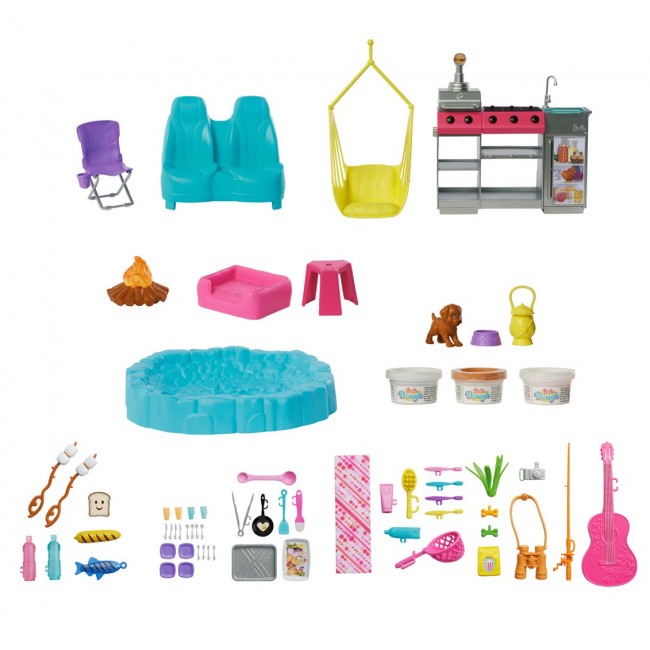 Barbie Dream Camper Playset with Roof Tent, BBQ Grill with Color-Change Feature & 60+ Accessories Barbie Dream Camper Playset with Roof Tent, BBQ Grill with Color-Change Feature & 60+ Accessories