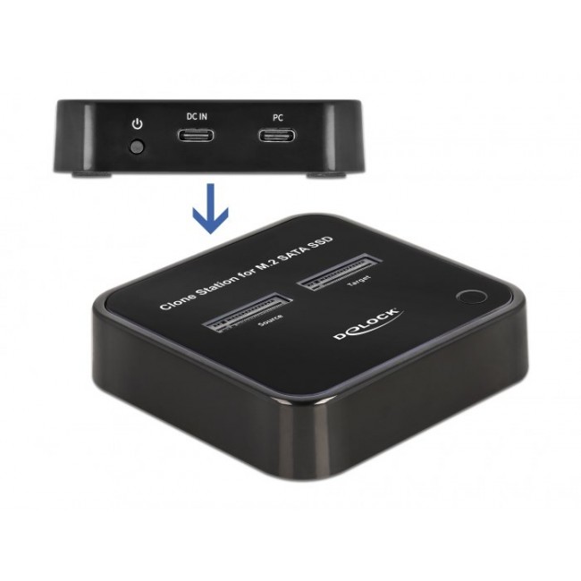 DeLOCK M.2 Docking Station for 2 x M.2 SATA SSD with Clone function