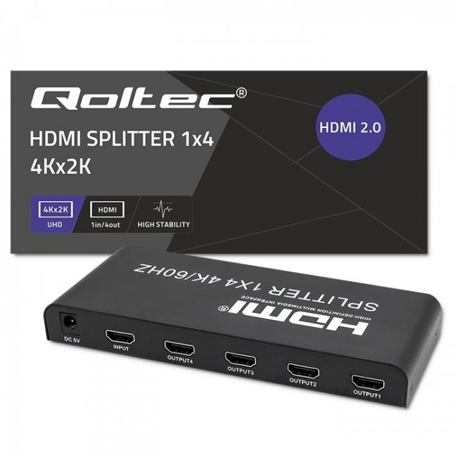Qoltec 51799 Active HDMI Splitter 4 x HDMI 4K x 2K | 6Gb/s | 60Hz Qoltec 51799 Active HDMI Splitter 4 x HDMI 4K x 2K | 6Gb/s | 60Hz