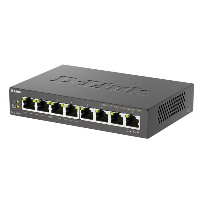 D-Link 8-Port Gigabit PoE Unmanaged Desktop Switch D-Link 8-Port Gigabit PoE Unmanaged Desktop Switch