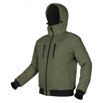 Insulated jacket with hood OUTDOOR, green, size XXXL