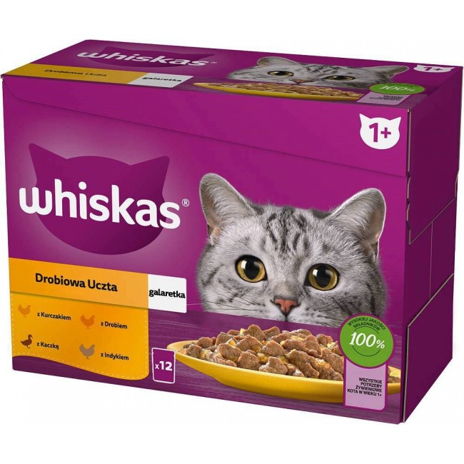 WHISKAS sachet jelly poultry, duck, turkey, chicken - wet cat food - 12x85 g