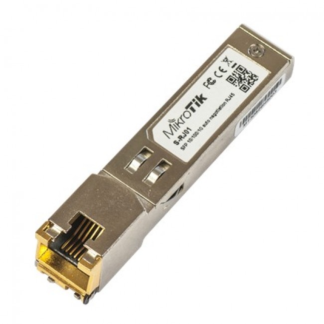 MikroTik | S-RJ01 | SFP | Copper | RJ-45 | 10/100/1000 Mbit/s | Maximum transfer distance 100 m | 0 to +85C MikroTik | S-RJ01 | SFP | Copper | RJ-45 | 10/100/1000 Mbit/s | Maximum transfer distance 100 m | 0 to +85C
