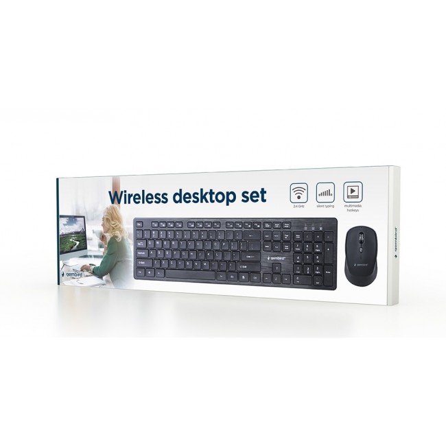 Gembird KBS-WCH-04 Wireless desktop set (keyboard + mouse), black, US-layout