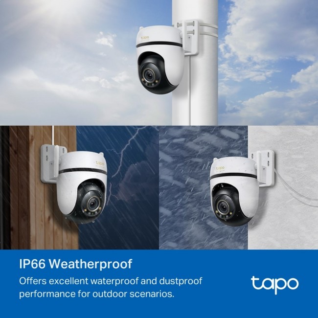 TP-Link Outdoor Pan/Tilt Security Wi-Fi Camera SPEC: 3K 5MP (2880x1620), 2.4 GHz, 2 External Antennas, 1 Ethernet Port, Horizontal 360 