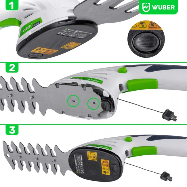 Cordless 2-in-1 hedge and grass trimmer 7.2 V, cutting width 120 mm, USB-C W23320 WUBER Cordless 2-in-1 hedge and grass trimmer 7.2 V, cutting width 120 mm, USB-C W23320 WUBER