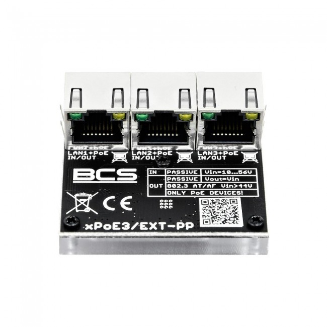 BCS BCS-XPOE3/EXT-PP network extender Network repeater Black 10, 100 Mbit/s