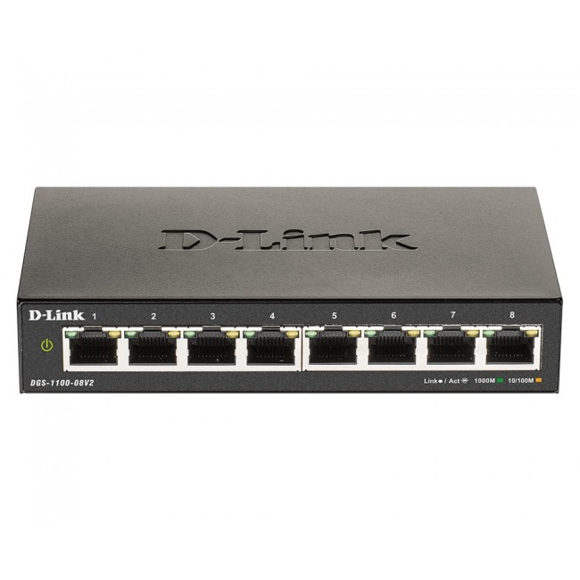 D-Link DGS-1100-08V2 Managed L2 Gigabit Ethernet (10/100/1000) Black