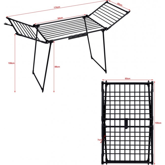 AMALFI foldable laundry drying rack, black AMALFI foldable laundry drying rack, black