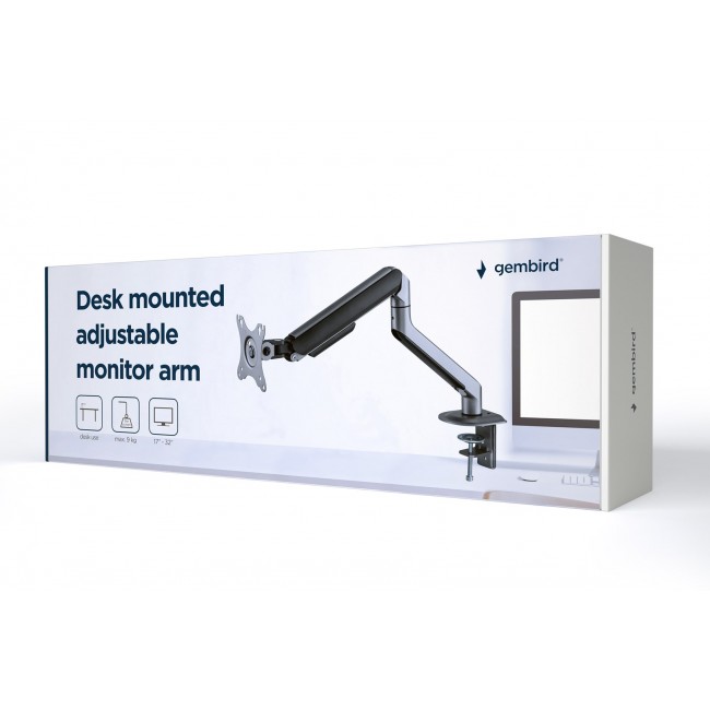 Gembird MA-DA1-05 Desk mounted adjustable monitor arm, 17 -32 , up to 9 kg, space grey