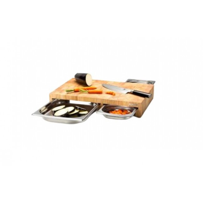 Continenta 4028 kitchen cutting board Rectangular Wood Stainless steel, Wood