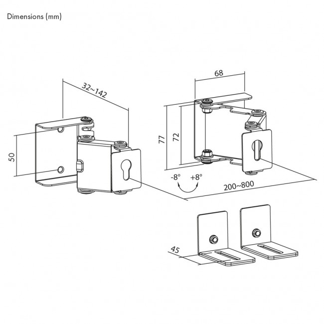 Maclean Soundbar Wall Mount / Bracket, angle adjustment +8 8 , max. load 10 kg, made of steel, MC-177