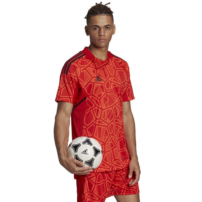 Men's Condivo 22 Goalkeeper Jersey Short Sleeve Red H21238 Men's Condivo 22 Goalkeeper Jersey Short Sleeve Red H21238
