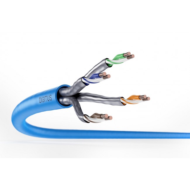 DIGITUS Cat6A INSTALLATION CABLE, U/FTP, Dca, AWG 23/1, LSOH, 500m, blue, reel