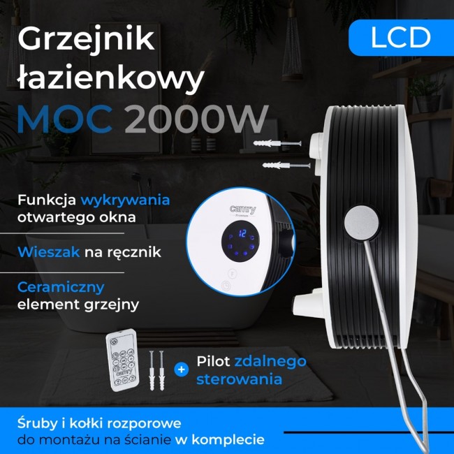 Camry | CR 7747 | Bathroom heater | 2000 W | Number of power levels 2 | White | IPX 2