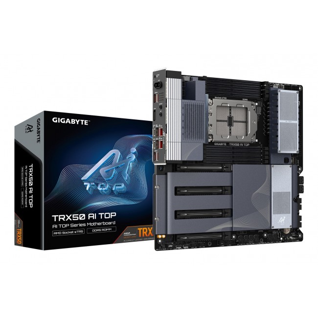 GIGABYTE TRX50 AI TOP-2B Motherboard - AMD Ryzen Threadripper PRO 7000 CPUs, 16+8+4 Phases Digital VRM, up to 5200 MHz DDR5, 4xPCIe 5.0 M.2, Wi-Fi 7, 10 GbE LAN, USB 4 GIGABYTE TRX50 AI TOP-2B Motherboard - AMD Ryzen Threadripper PRO 7000 CPUs, 16+8+4 Phases Digital VRM, up to 5200 MHz DDR5, 4xPCIe 5.0 M.2, Wi-Fi 7, 10 GbE LAN, USB 4