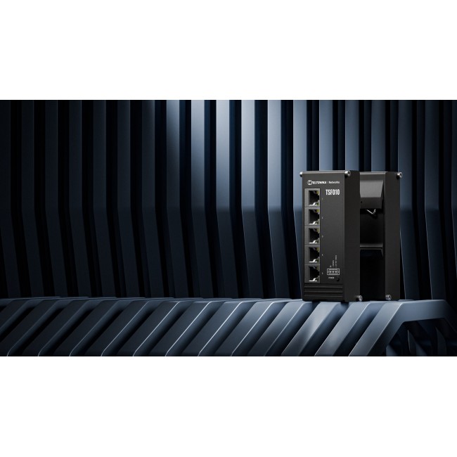 Teltonika NETWORKS TSF010 Flat Ethernet Switch Unmanaged Fast Ethernet (10/100) DIN rail Black