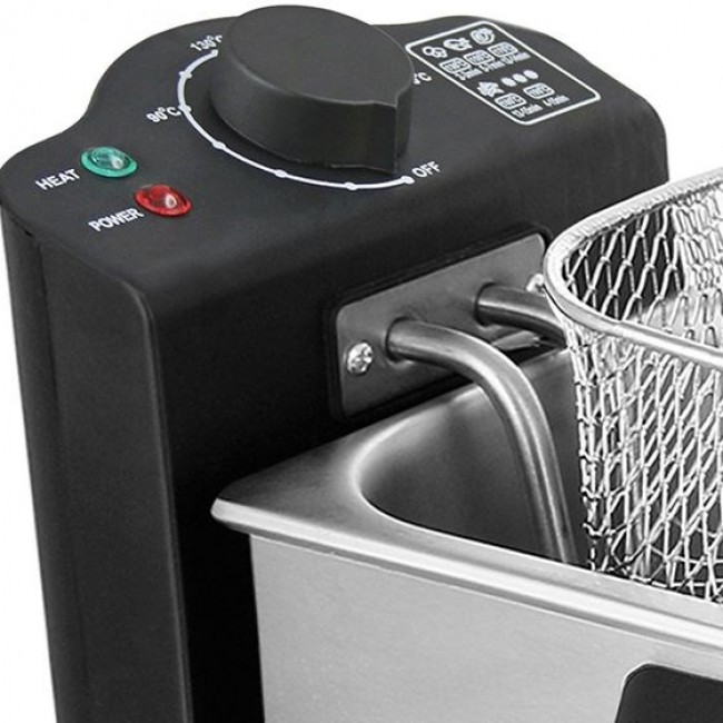 Emerio DF-120482 fryer Double 3 L Stand-alone 2000 W Deep fryer Black, Stainless steel