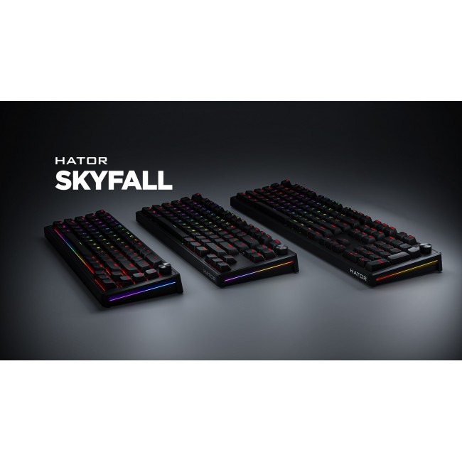HATOR Skyfall 65 Wired, Mechanical, USB-C, Aurum Sterling, 70M clicks, RGB, Black, 790g