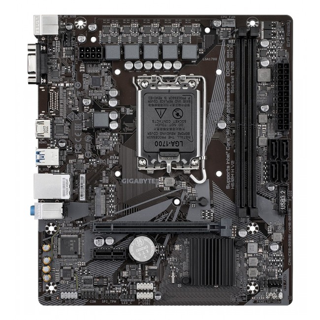 GIGABYTE H610M H V2 DDR4 Motherboard - Supports Intel Core 14th CPUs, 6+1+1 Hybrid Digital VRM, up to 3200MHz DDR4 (OC), 1xPCIe 3.0 M.2, GbE LAN, USB 3.2 Gen 1