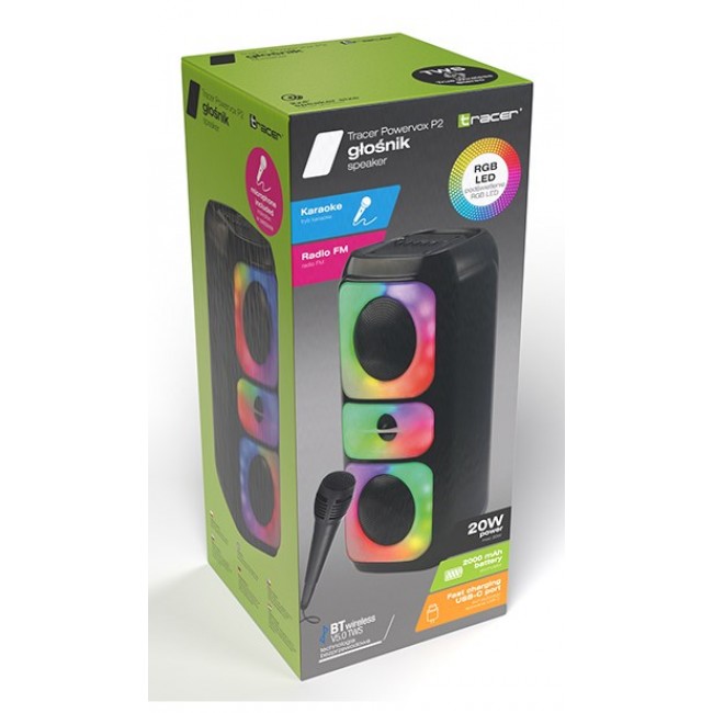 Tracer Powervox P2 TWS BT Stereo portable speaker Black 40 W