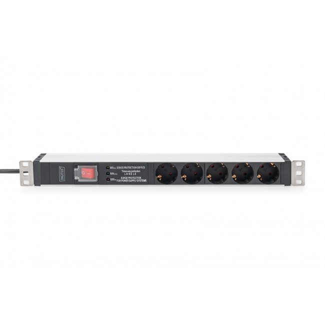 Digitus Socket strip with aluminum profile and switch, surge protection, integrated line filter, 5-way safety sockets, 2 m cable safety plug Digitus Socket strip with aluminum profile and switch, surge protection, integrated line filter, 5-way safety sockets, 2 m cable safety plug