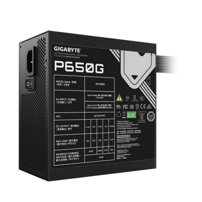 Gigabyte GP-P650G power supply unit 650 W 20+4 pin ATX ATX Black Gigabyte GP-P650G power supply unit 650 W 20+4 pin ATX ATX Black