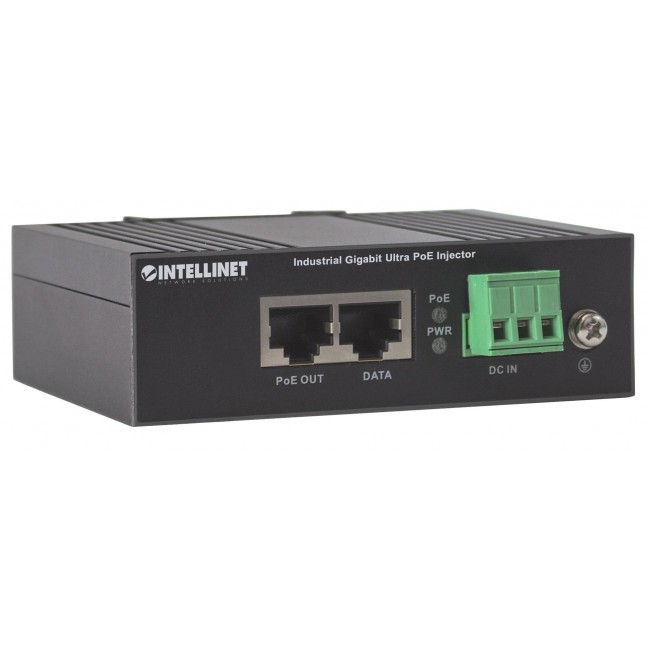 Intellinet Industrial Gigabit Ultra PoE Injector, 1 x 60 W Port, IEEE 802.3bt/at/af Power over Ethernet (Ultra POE/PoE+/PoE), Metal Housing Intellinet Industrial Gigabit Ultra PoE Injector, 1 x 60 W Port, IEEE 802.3bt/at/af Power over Ethernet (Ultra POE/PoE+/PoE), Metal Housing