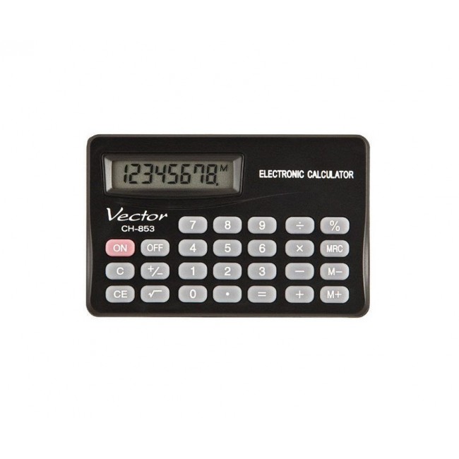 Vector KAV CH-853 pocket calculator, 8 digits, 83 x 53 mm, black Vector KAV CH-853 pocket calculator, 8 digits, 83 x 53 mm, black