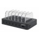 Manhattan Charging Station, 6x USB-A Ports, Outputs: 6x 2.4A, Smart IC, LED Indicator Lights, Black, Three Year Warranty