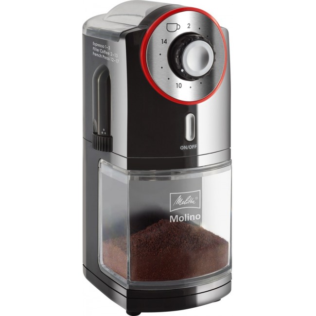Melitta Molino 100 W Black, Red, Stainless Steel