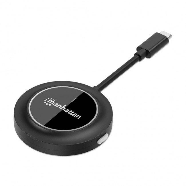 Manhattan 1080p Wireless HDMI Display Adapter with USB-C Transmitter, Dongle Wirelessly Displays a Video Signal from a USB-C Device on an HDMI TV or Projector, Requires Receiver from 208420 Wireless HDMI Presentation Kit, Black