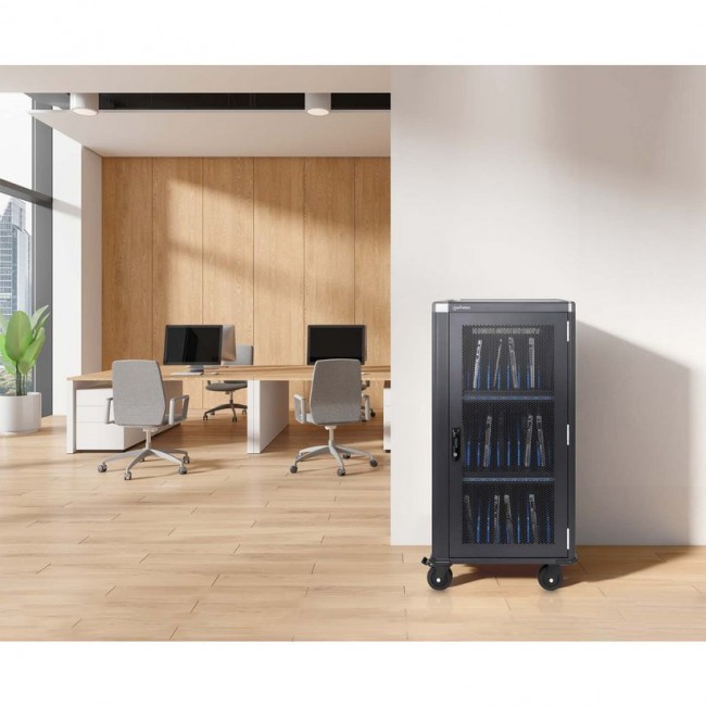 Manhattan Laptop Charging Cabinet Trolley/Cart via USB-C 65W 16