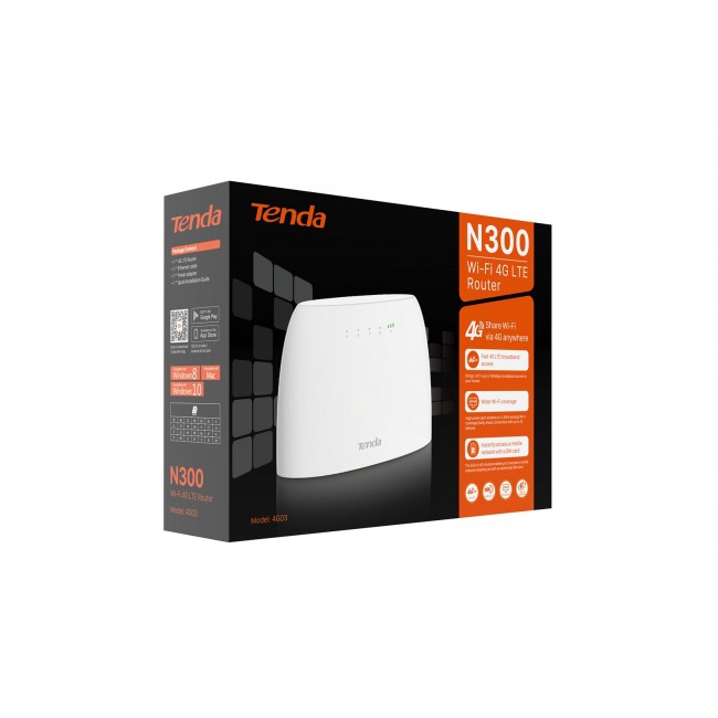 Tenda N300 wireless router Fast Ethernet Single-band (2.4 GHz) 4G White Tenda N300 wireless router Fast Ethernet Single-band (2.4 GHz) 4G White