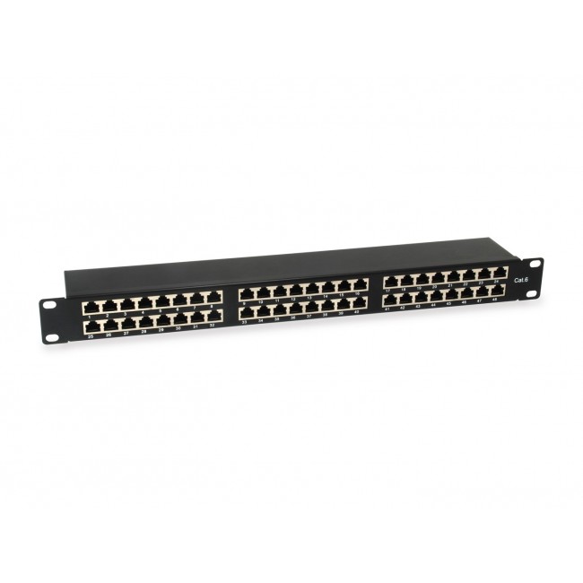 Equip 48-Port Cat.6 Shielded Patch Panel, Black Equip 48-Port Cat.6 Shielded Patch Panel, Black