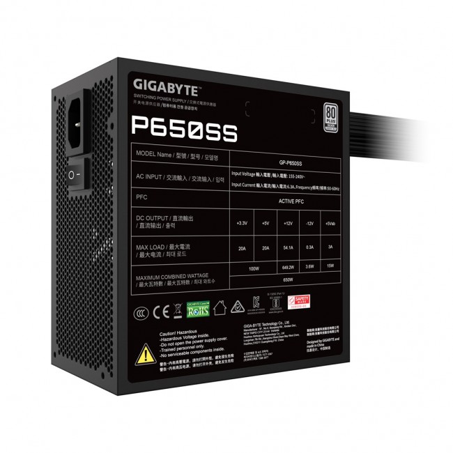 GIGABYTE P650SS power supply unit 650 W 20+4 pin ATX ATX Black