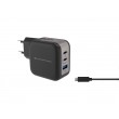 Conceptronic 3-Port 67W GaN USB PD Charger with USB-C Charging Cable, USB-C x 2, USB-A x 1, QC 3.0, PPS
