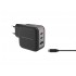 Conceptronic 3-Port 67W GaN USB PD Charger with USB-C Charging Cable, USB-C x 2, USB-A x 1, QC 3.0, PPS