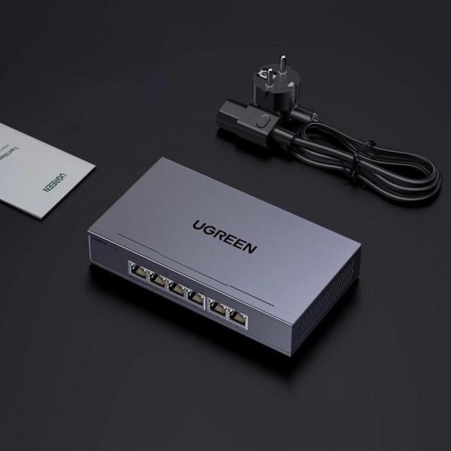 Ugreen 6-port Ethernet switch 1 Gbps with PoE - grey