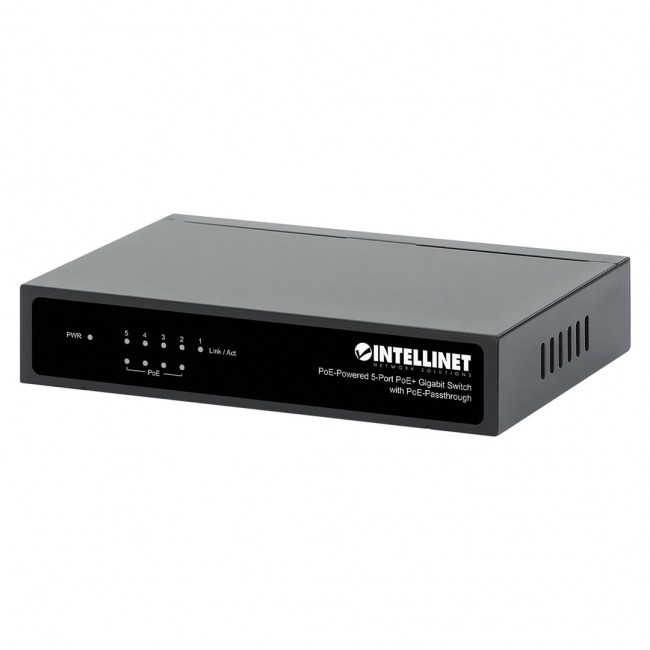 Gigabit 5xPoE Passthrough Switch powered by PoE or AC, 68W Gigabit 5xPoE Passthrough Switch powered by PoE or AC, 68W