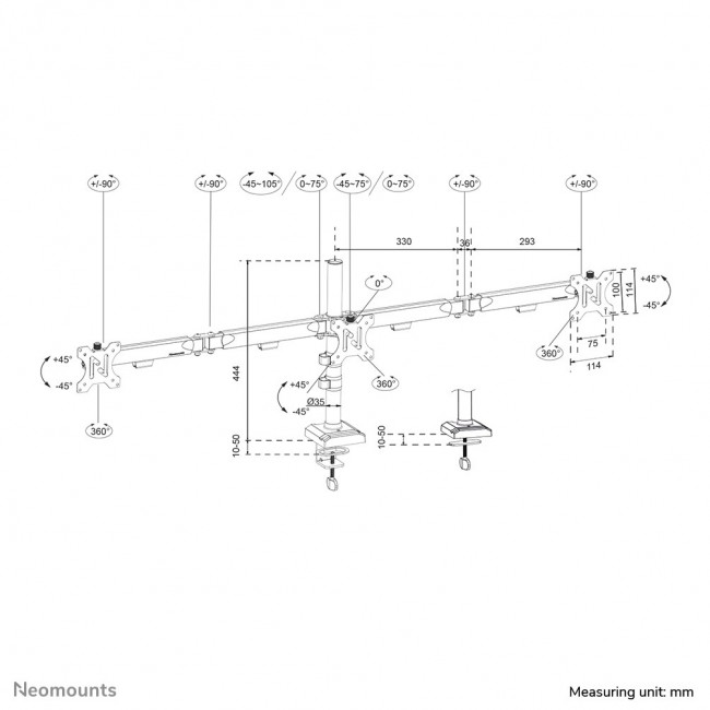 Neomounts DS60-600BL3 Monitor arm 10-27