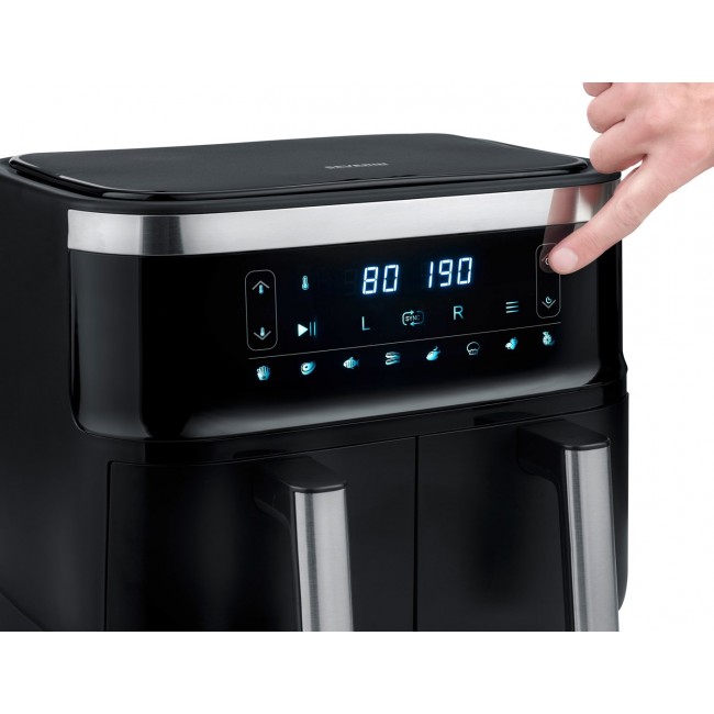 Severin FR 2453 fryer Double 3.25 L Stand-alone 2850 W Hot air fryer Black, Silver