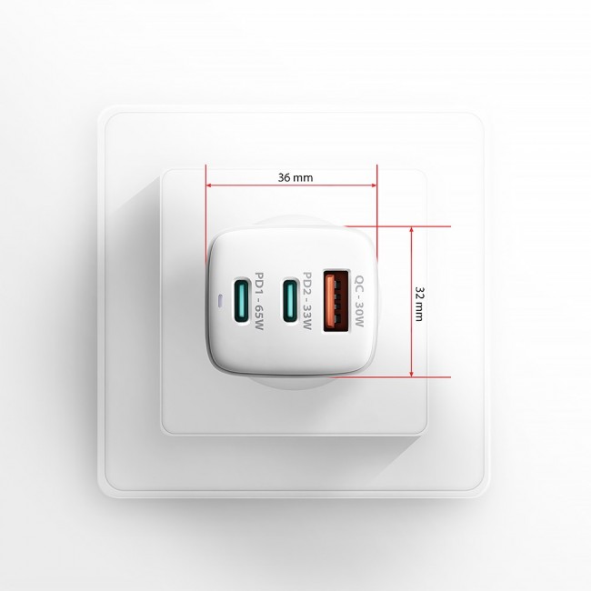 Axagon ACU-DPQ65W PD3.0 & QC4+ 3x OUTPUTS wall charger 65W