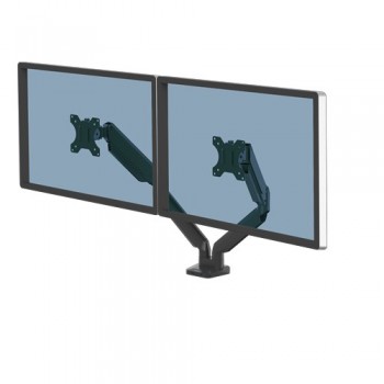 Fellowes Platinum Series Dual Monitor Arm - Monitor Mount for Two 8KG 40 Inch Screens - Adjustable Dual Monitor Desk Mount - Tilt 45 Pan 180 Swivel 360 Rotation 360 , VESA 75 x 75/100 x 100 - Black
