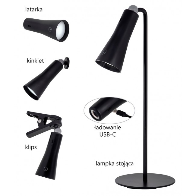 Activejet Multifunctional lamp AJE-IDA 4IN1 Black