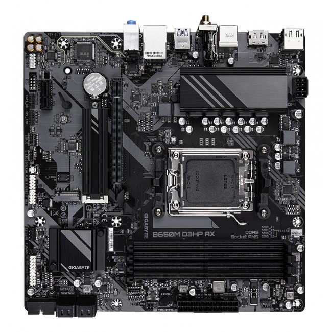 GIGABYTE B650M D3HP AX Motherboard - AMD Ryzen 9000 Series CPUs, 5+2+2 Phases VRM, up to 8000MHz DDR5 (OC), 2xPCIe 4.0 M.2, WIFI 6E, 2.5GbE LAN, USB 3.2 Gen 1